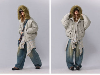 [Monterest] N2B Hooded Down Jacket with Fur Trim
