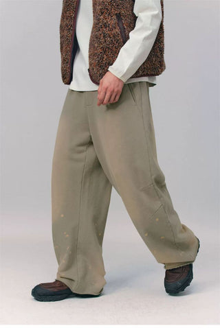 [Monterest] Washed Splatter Fleece-Lined Straight Pants