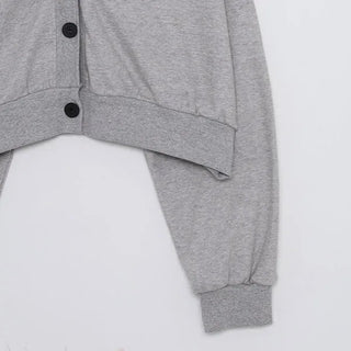 Button-up semi-cropped sweatshirt cardigan