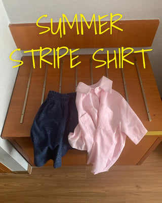 Summer Loose Fit Striped Short-Sleeve Shirt
