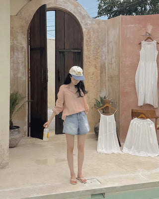 3.5-length cotton shorts
