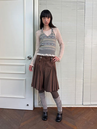 [NEVERSEEZ] Fair Isle Knit Halter Vest