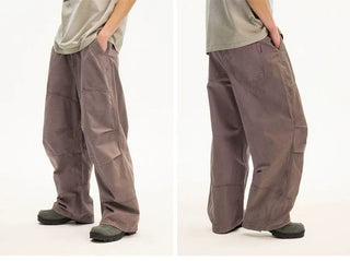 [Monterest] Washed Pleated Wide Leg Parachute Pants