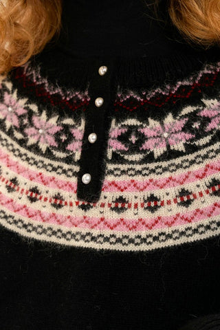 [Moromoro2] Pearl Snowflake Fair Isle Knit  Sweater