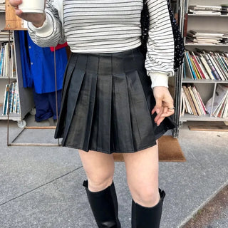 Leather pleated skirt