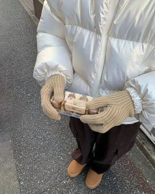 Glossy short-length down jacket
