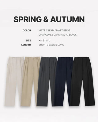 Leg-lengthening pintuck wide slacks