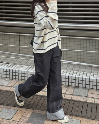 Wide-leg denim pants