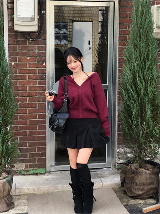 (Pleated skirt with built-in inner shorts)