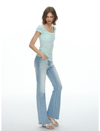 [NECY] Light Washed Flare Jeans