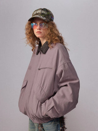[Monterest] Washed Cotton Work Jacket with Leather Collar