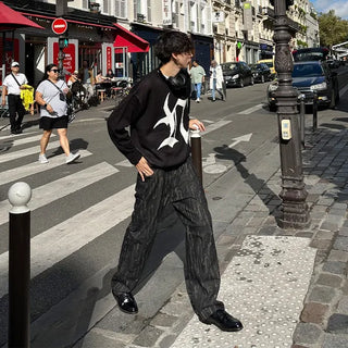 Unique Pattern Denim Pants