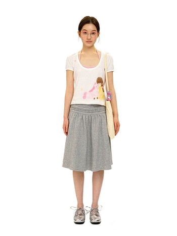 [Moromoro2] Girl & Horse Print Layered Tee  Set