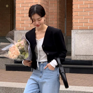 Febori Cropped Collarless Jacket
