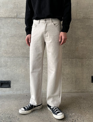 Non-fade raw denim wide pants (no.310)