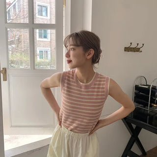 Striped Sleeveless Knit