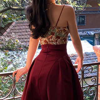 V neck print corset contrast cami top