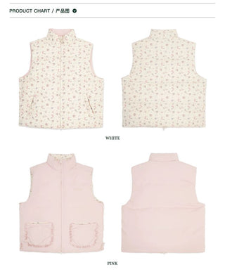 [Moromoro2] Reversible Bunny Print Down  Vest/Jacket