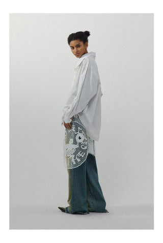 CONP Lace spliced denim pants (blue)