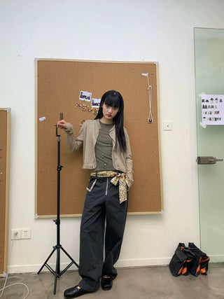 [NEVERSEEZ] Beaded Pocket Washed Work Pants