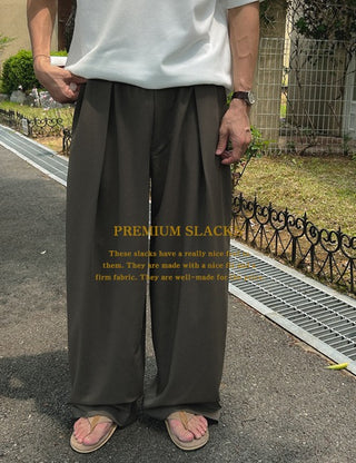 [PREMIUM] Single-Pleat Elastic Slacks (2 colors, M~XL)