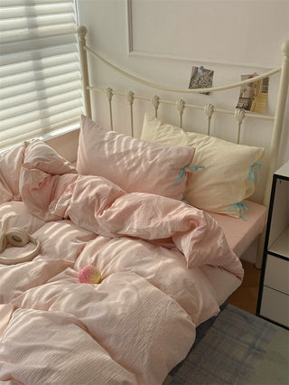 Pastel Pink Gingham Duvet Cover Set