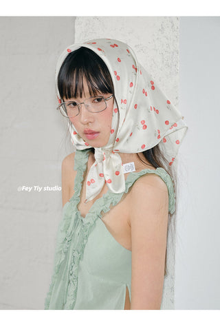 cherry satin scarf
