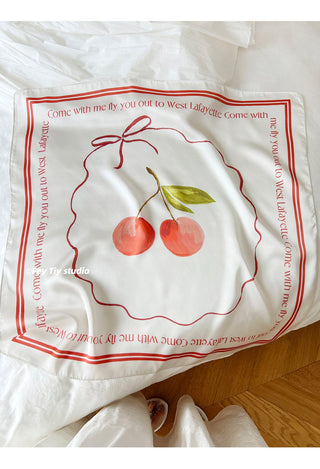 cherry satin scarf