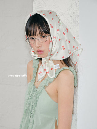 cherry satin scarf
