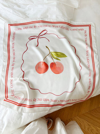 cherry satin scarf