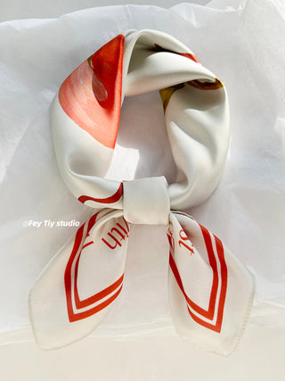 cherry satin scarf