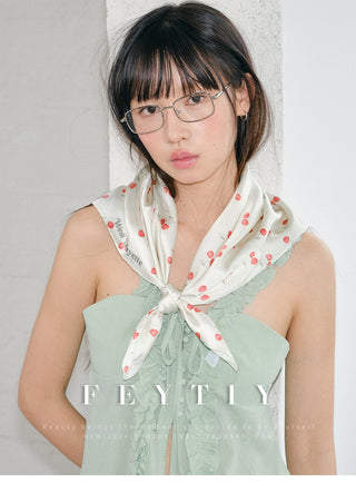 cherry satin scarf