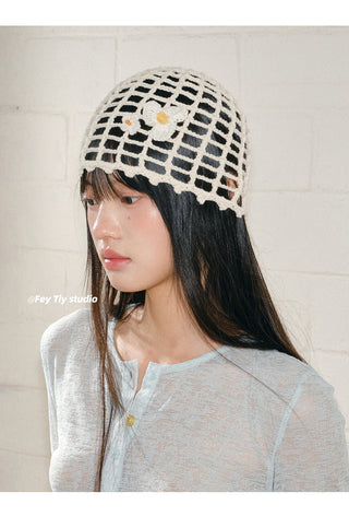 frangipani fishnet cap