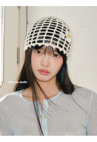 frangipani fishnet cap