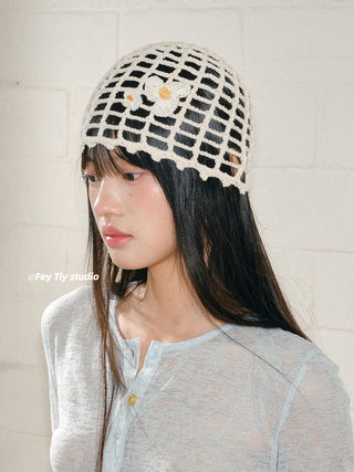 frangipani fishnet cap