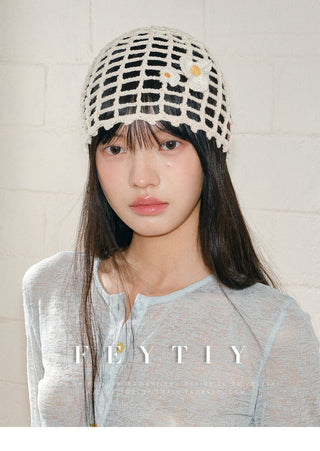 frangipani fishnet cap