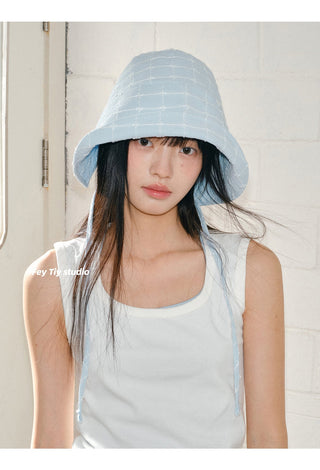 blue plaid sunhat