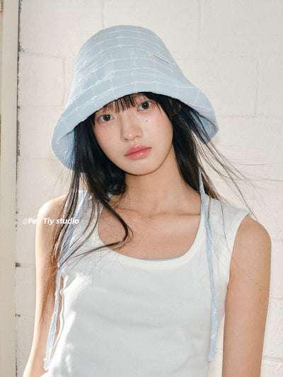 blue plaid sunhat