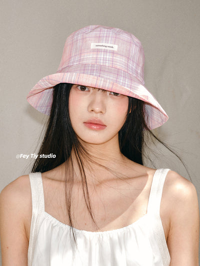 pink plaid hat