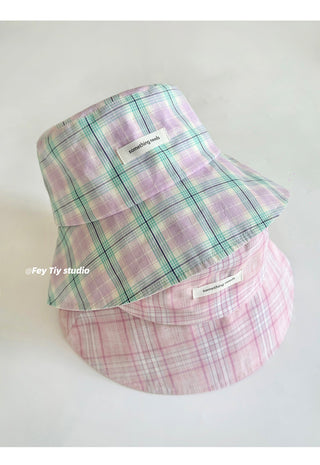 pink plaid hat
