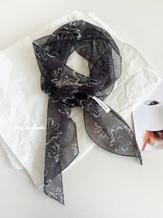 gray flower scarf