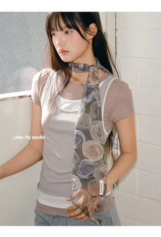 gray flower scarf