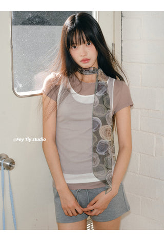 gray flower scarf