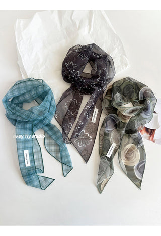 gray flower scarf
