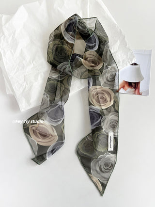 gray flower scarf
