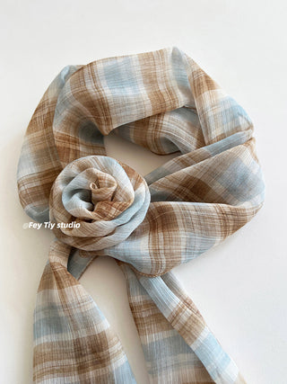 plaid rose scarf