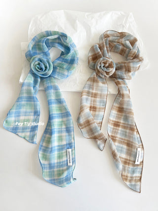 plaid rose scarf