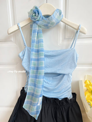 plaid rose scarf