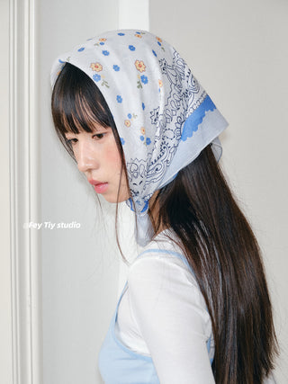 blue flower scarf