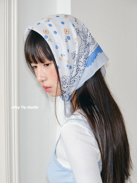 blue flower scarf